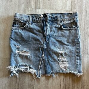 We The Free Distressed Denim Mini Skirt - Blue